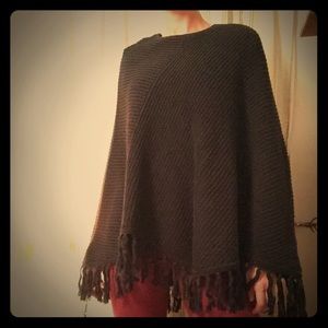 Evie black poncho, 100%cotton crochet